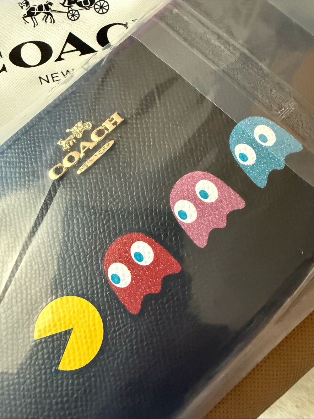 Coach X Pac-Man accordion zip wallet zip around wallet w/ dust bag NWT F55736 - Picture 4 of 13